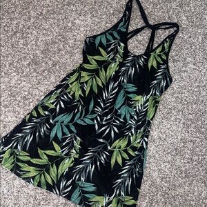 Apt. 9 Black and Green Leaf Print Swim Coverup see thru